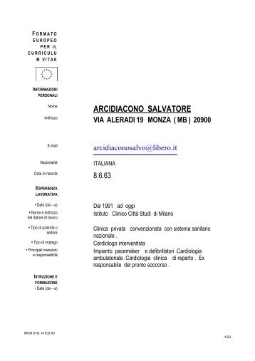 arcidiacono salvatore - Istituto Clinico CittÃ  Studi SPA | MILANO