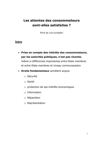 Les attentes des consommateurs sont-elles satisfaites ?
