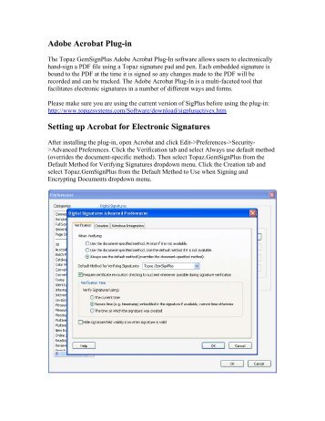 Adobe Acrobat Plug-in Setting up Acrobat for Electronic Signatures