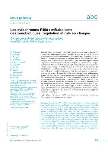 Les cytochromes P450 - Laboratoires Ysonut