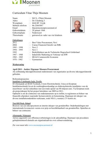 Curriculum Vitae - Moonen procurement