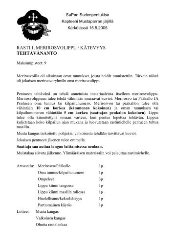 rasti 1. merirosvolippu / kätevyys tehtävänanto - students.tut.fi