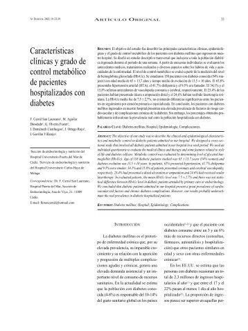 CaracterÃ­sticas clÃ­nicas y grado de control metabÃ³lico de pacientes ...