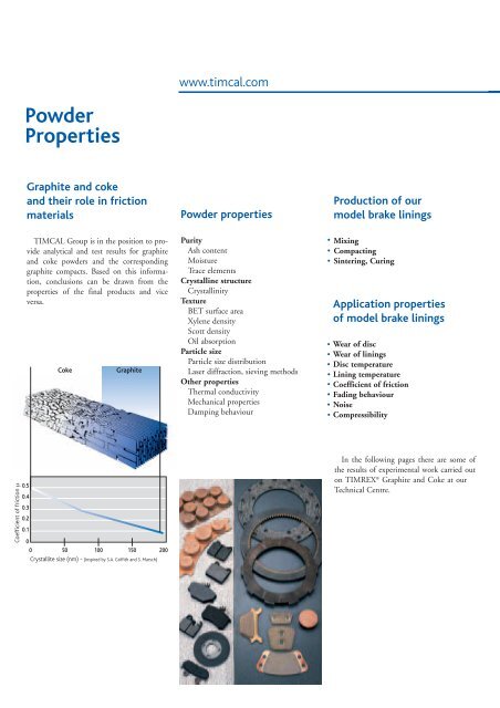 TIMREXÂ® Graphites and Cokes for Friction Materials - Timcal