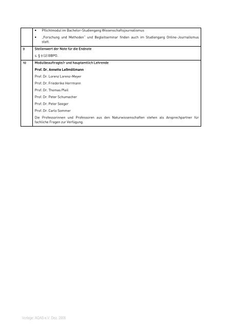 Modulhandbuch Wissenschaftsjournalismus - Journalismus Darmstadt