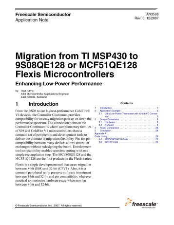 Migration from TI MSP430 to 9S08QE128 or MCF51QE128 Flexis ...