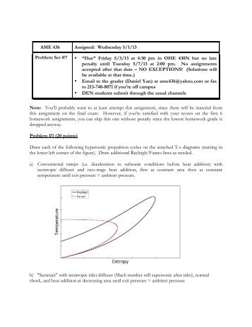 AME 436 Assigned: Wednesday 5/1/13 Problem Set #7 â¢ âDue ...