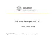 XML w bazie danych IBM DB2 - Politechnika ÅlÄska