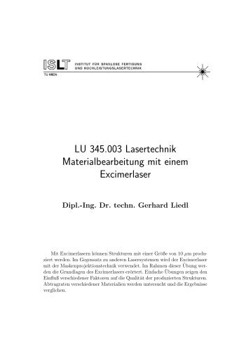 LU 345.003 Lasertechnik Materialbearbeitung mit einem ... - TU Wien