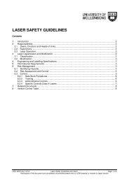 Laser Safety Guidelines - Staff - University of Wollongong