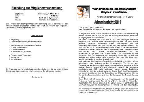 Jahresbericht 2011 - Edith Stein Gymnasium