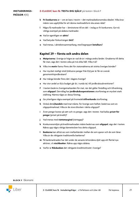 Z-classic 1b InstuderingsfrÃ¥gor (pdf) - Liber AB