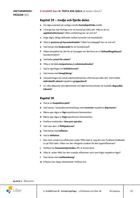 Z-classic 1b InstuderingsfrÃ¥gor (pdf) - Liber AB