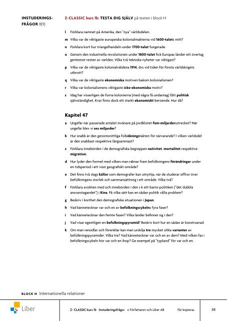 Z-classic 1b InstuderingsfrÃ¥gor (pdf) - Liber AB