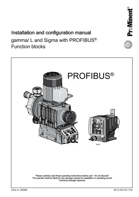 gamma/ L and Sigma with PROFIBUS - ProMinent