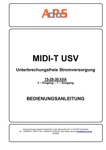 Benutzerhandbuch Midi-T 15-30 kVA - AdPoS USV