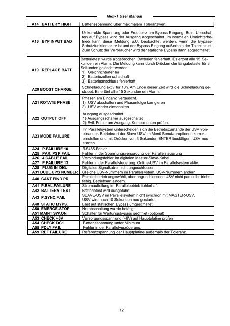 Benutzerhandbuch Midi-T 15-30 kVA - AdPoS USV