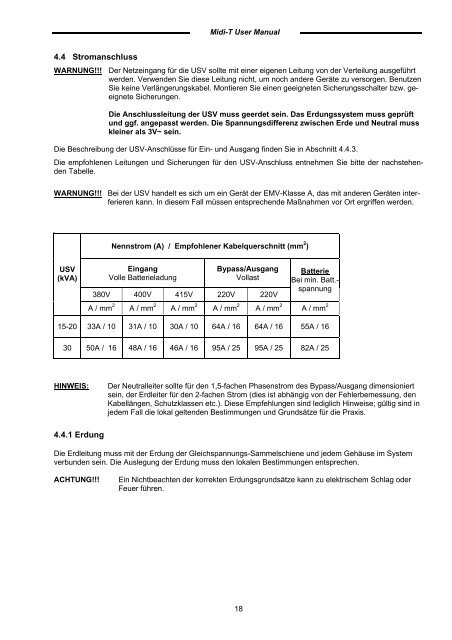 Benutzerhandbuch Midi-T 15-30 kVA - AdPoS USV