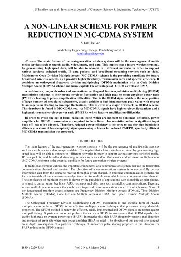 a non-linear scheme for pmepr reduction in mc-cdma system - IJCSET