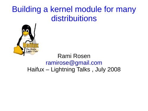 Building a kernel module for many distribuitions
