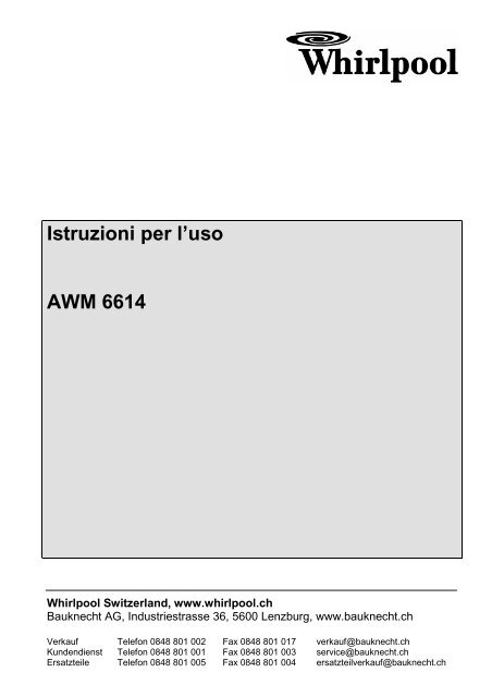 Istruzioni per l'uso AWM 6614 - Whirlpool