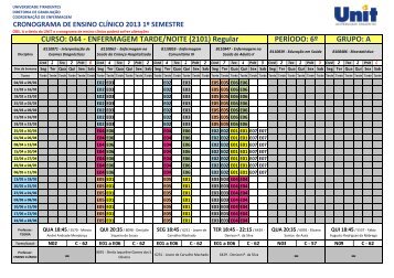 Cronograma Ensino ClÃ­nico 2013 1Âº Semestre 6Âº PerÃ­odo Regular