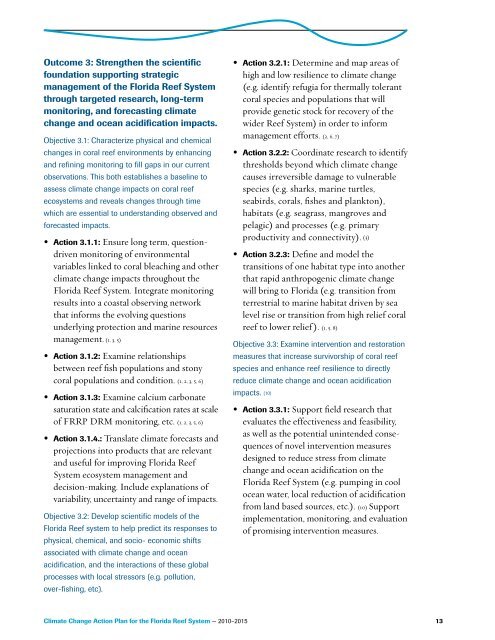 Climate Change Action Plan for the Florida Reef System 2010-2015