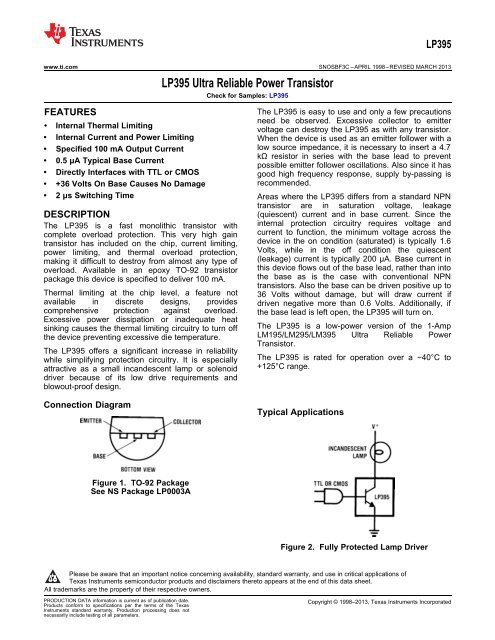 LP395Z/NOPB - Texas Instruments