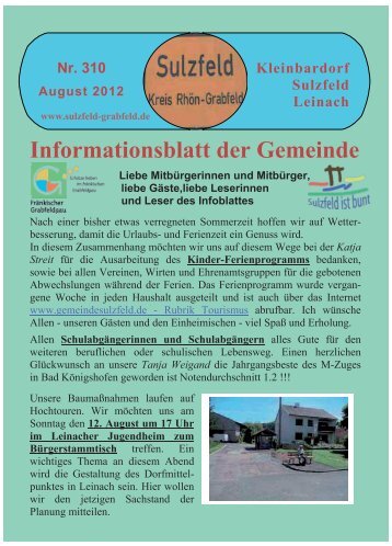 Informationsblatt der Gemeinde - Sulzfeld