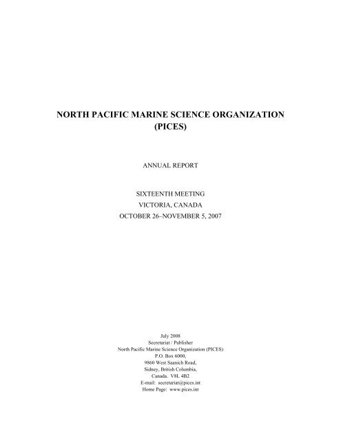 NORTH PACIFIC MARINE SCIENCE ORGANIZATION (PICES)