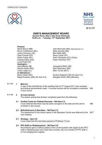snbts management board - Scottish National Blood Transfusion ...