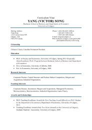 Victor Yang Song's CV - Haskayne School of Business - University ...