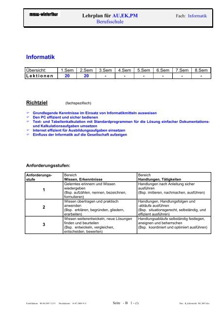 Lehrplan - msw-winterthur