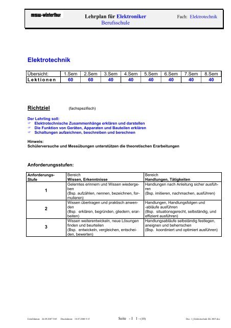 Lehrplan - msw-winterthur