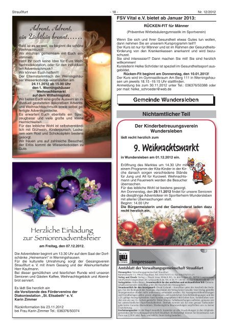 Amtsblatt November 2012 - Verwaltungsgemeinschaft Straußfurt