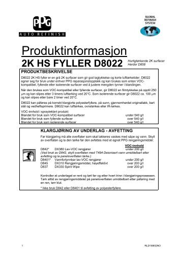 D8022 2K HS Fyller - Lakkspesialisten