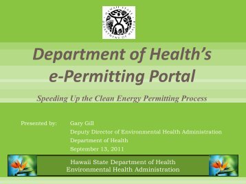 Department of Health's e-Permitting Portal