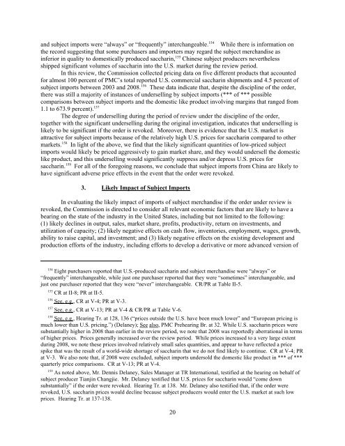 Saccharin from China - USITC