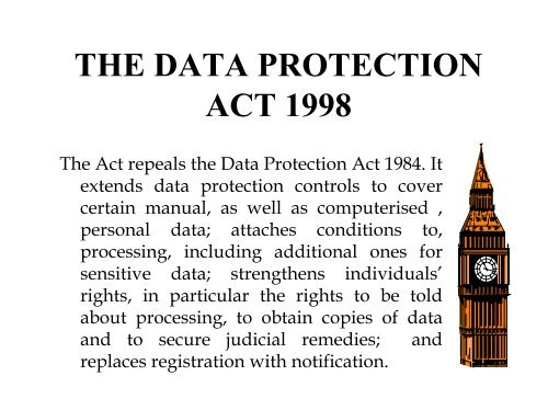 THE DATA PROTECTION ACT 1998 - Eurim