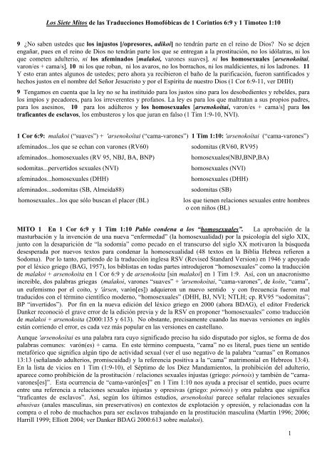 1 Los Siete Mitos de las Traducciones HomofÃ³bicas de 1 Corintios 6 ...
