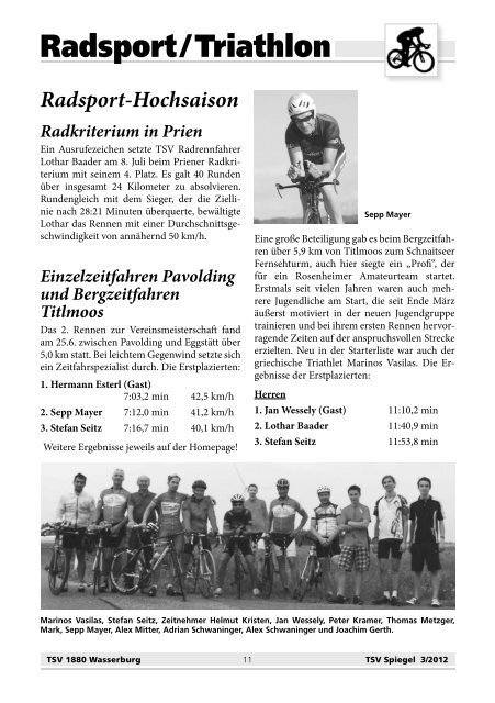 Neueste Ausgabe des TSV-Spiegels 3/2012 - beim TSV Wasserburg