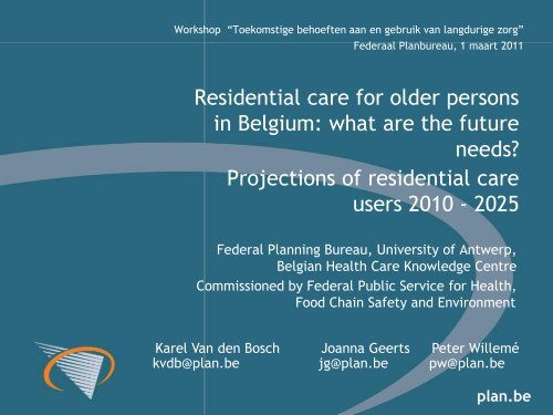 Residential care for older persons in Belgium: what are the future ...