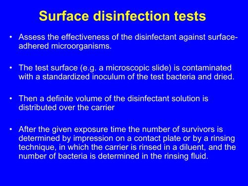 Testing of disinfectants