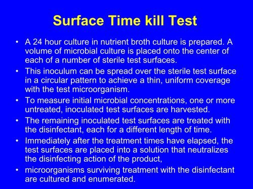 Testing of disinfectants