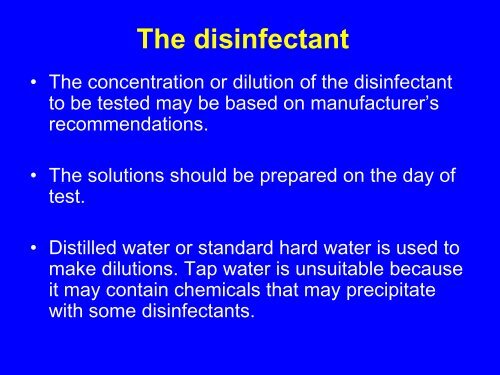 Testing of disinfectants