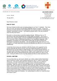 End of Year Letter - Millthorpe School York