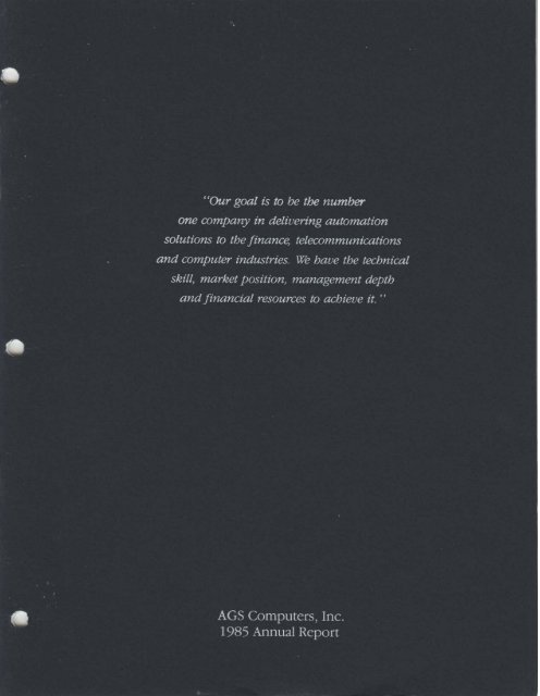 AGS Computers Annual Report 1985 - the Information Technology ...