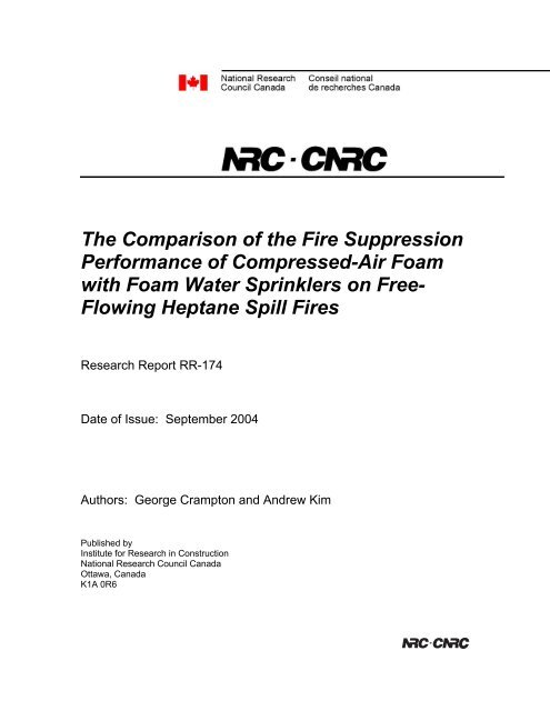Performance of Compressed-Air Foam with Foam Water Sprinklers ...