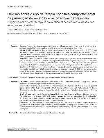 RevisÃ£o sobre o uso da terapia cognitiva ... - ResearchGate