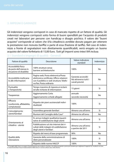 Carta dei Servizi - Strutture residenziali per anziani